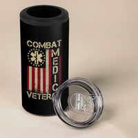 Combat Medic Veteran 4 in 1 Can Cooler Tumbler Medical Military Vintage American Flag - Wonder Print Shop