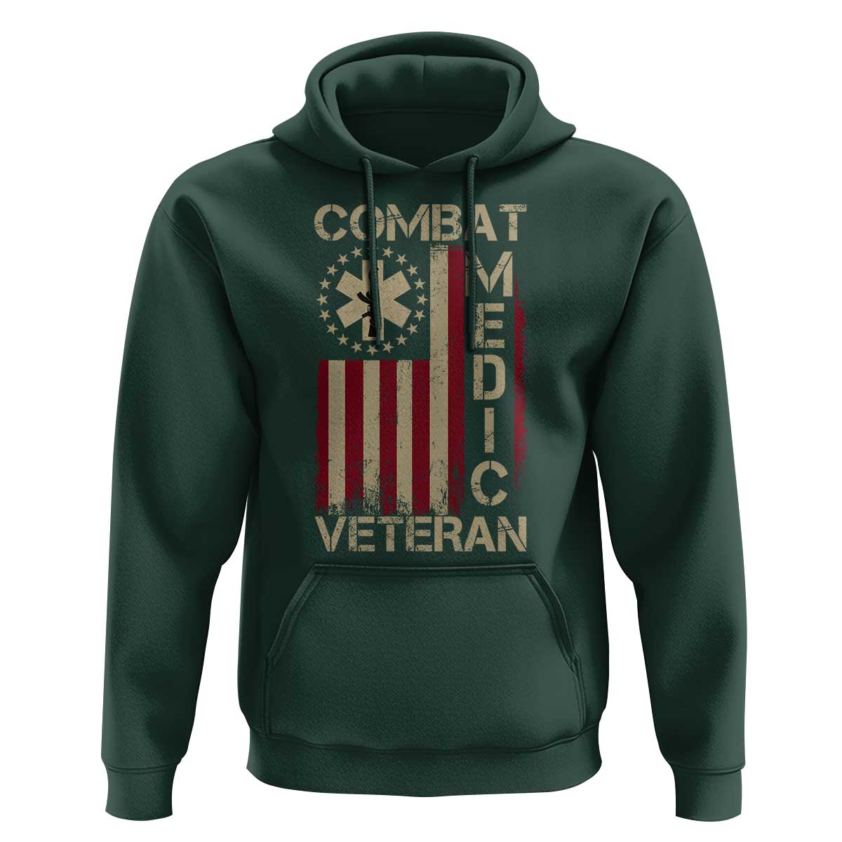 Combat Medic Veteran Hoodie Medical Military Vintage American Flag - Wonder Print Shop