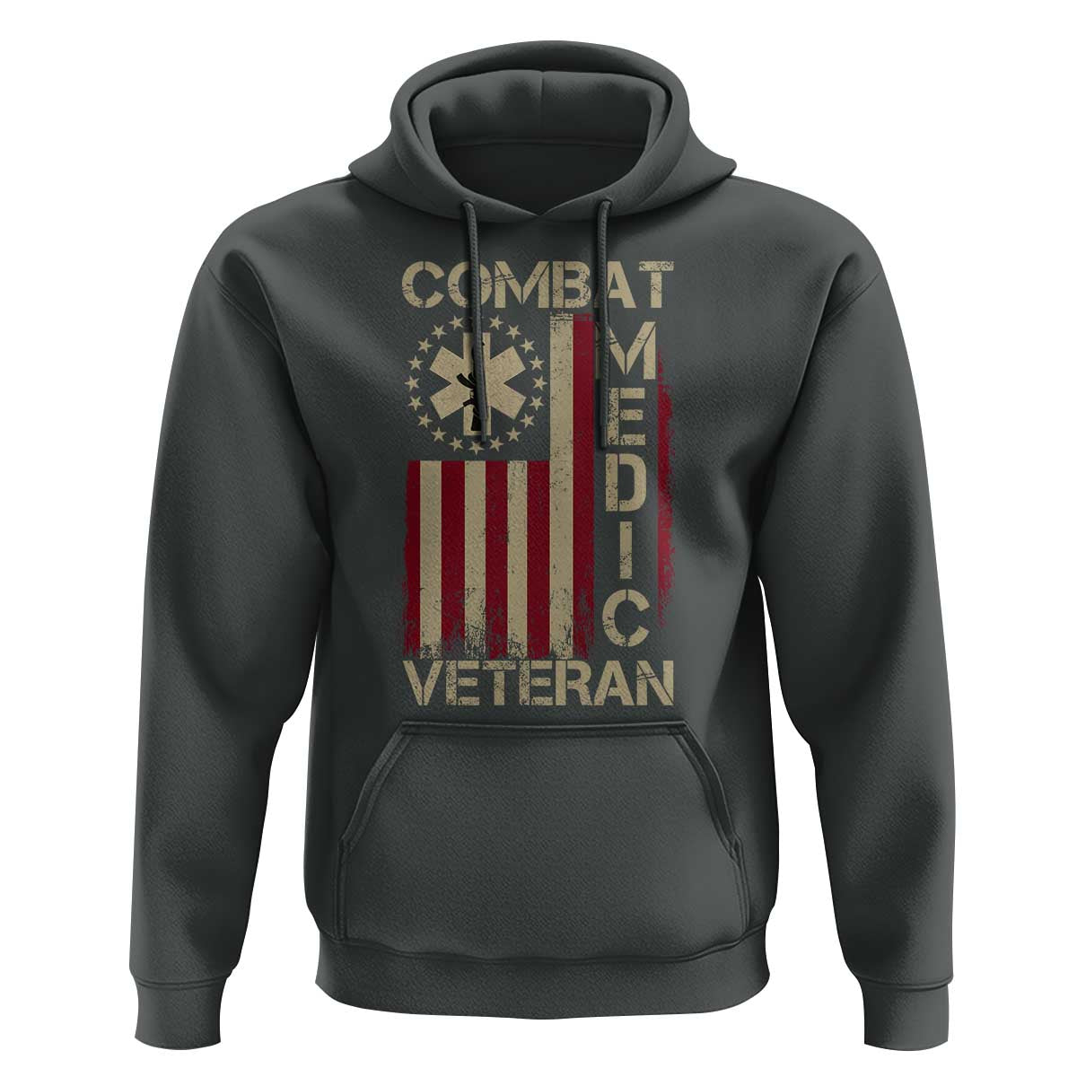 Combat Medic Veteran Hoodie Medical Military Vintage American Flag - Wonder Print Shop