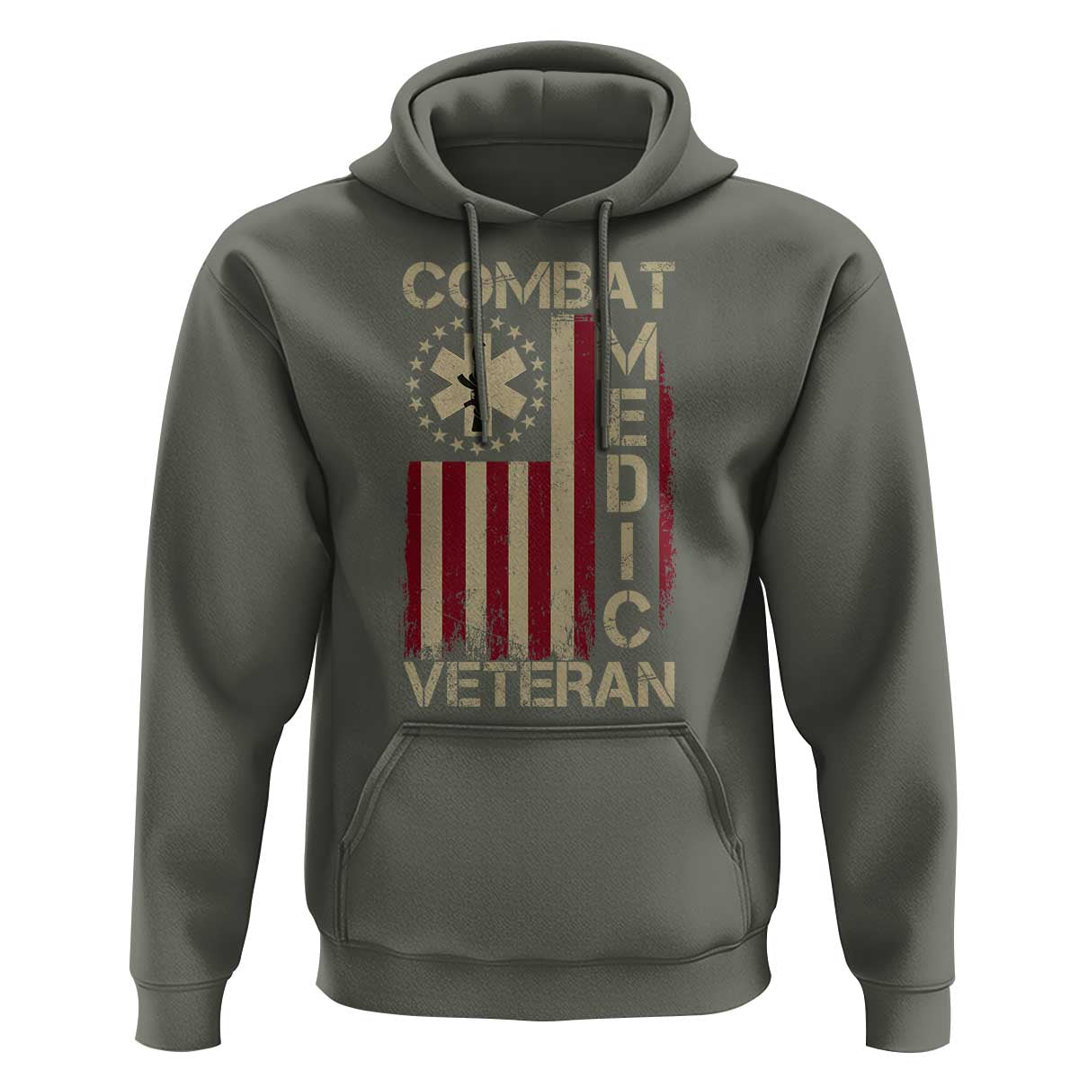 Combat Medic Veteran Hoodie Medical Military Vintage American Flag - Wonder Print Shop