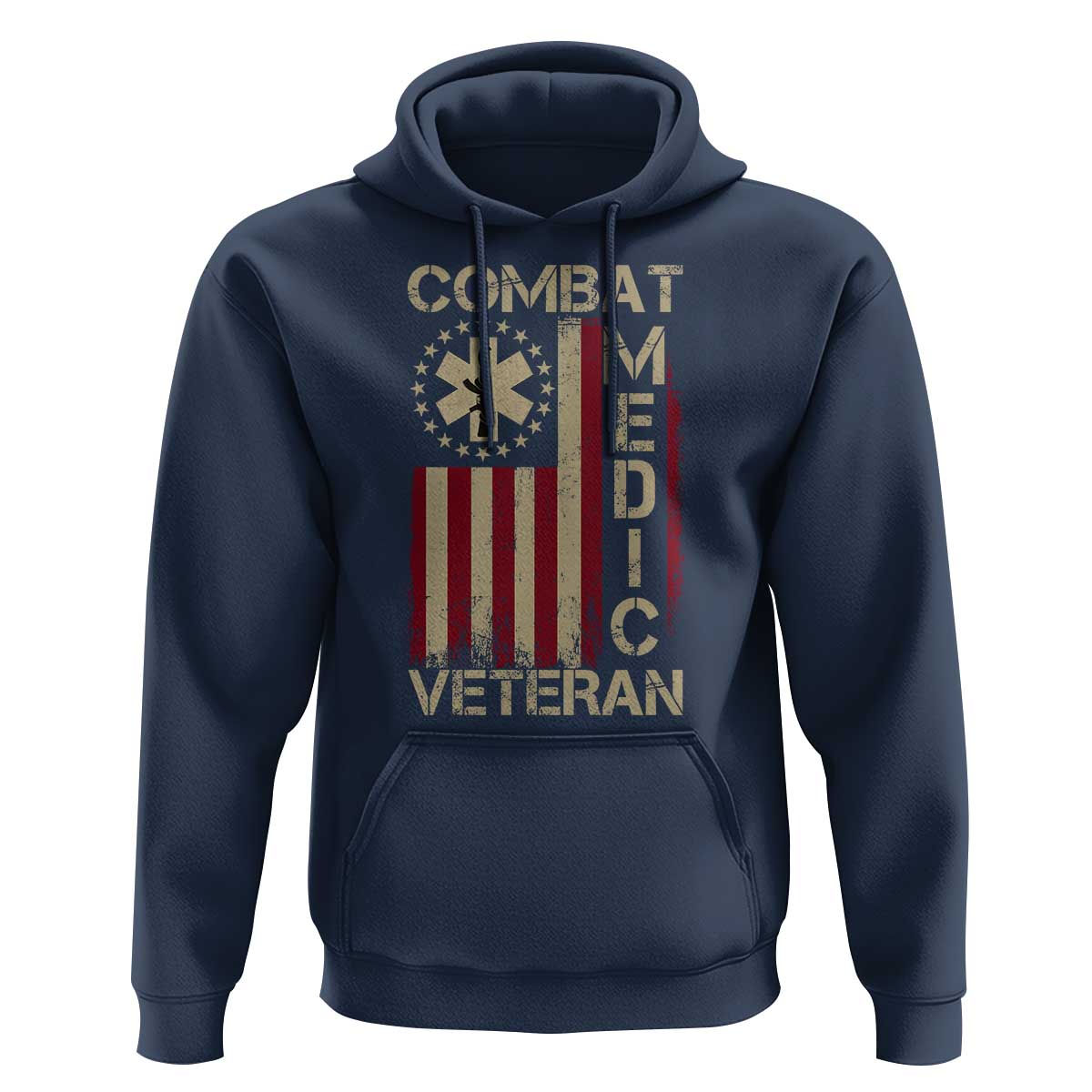 Combat Medic Veteran Hoodie Medical Military Vintage American Flag - Wonder Print Shop