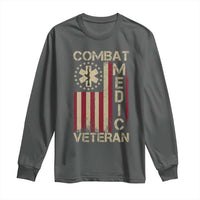 Combat Medic Veteran Long Sleeve Shirt Medical Military Vintage American Flag - Wonder Print Shop