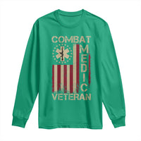 Combat Medic Veteran Long Sleeve Shirt Medical Military Vintage American Flag - Wonder Print Shop