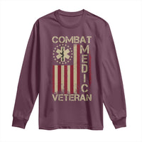 Combat Medic Veteran Long Sleeve Shirt Medical Military Vintage American Flag - Wonder Print Shop