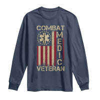 Combat Medic Veteran Long Sleeve Shirt Medical Military Vintage American Flag - Wonder Print Shop