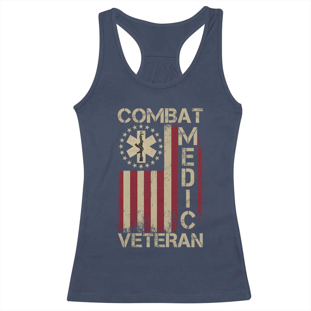 Combat Medic Veteran Racerback Tank Top Medical Military Vintage American Flag - Wonder Print Shop