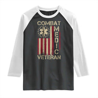 Combat Medic Veteran Raglan Shirt Medical Military Vintage American Flag - Wonder Print Shop
