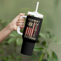 Combat Medic Veteran Tumbler With Handle Medical Military Vintage American Flag - Wonder Print Shop
