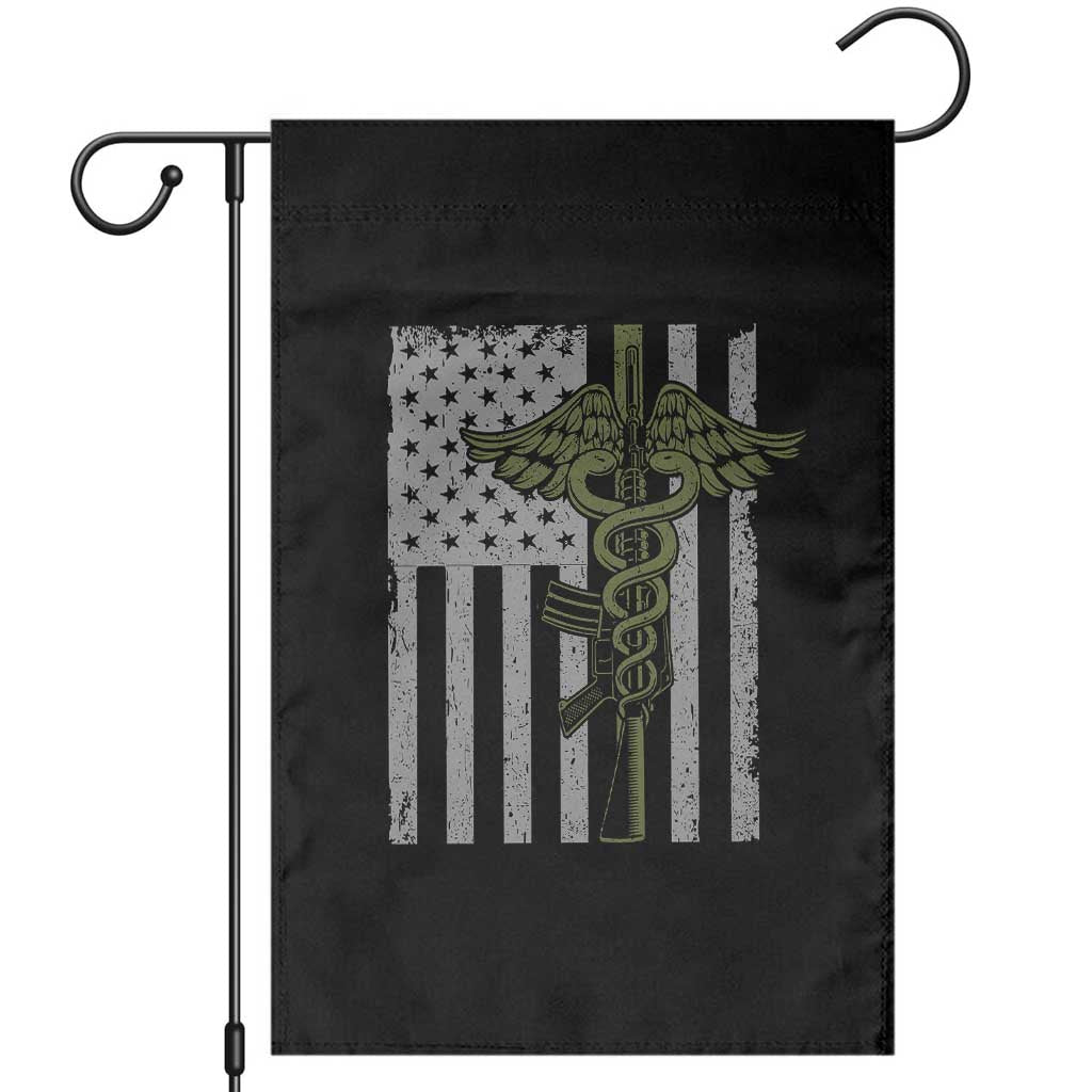 Combat Medic Soldier Garden Flag Caduceus Vintage American Flag - Wonder Print Shop