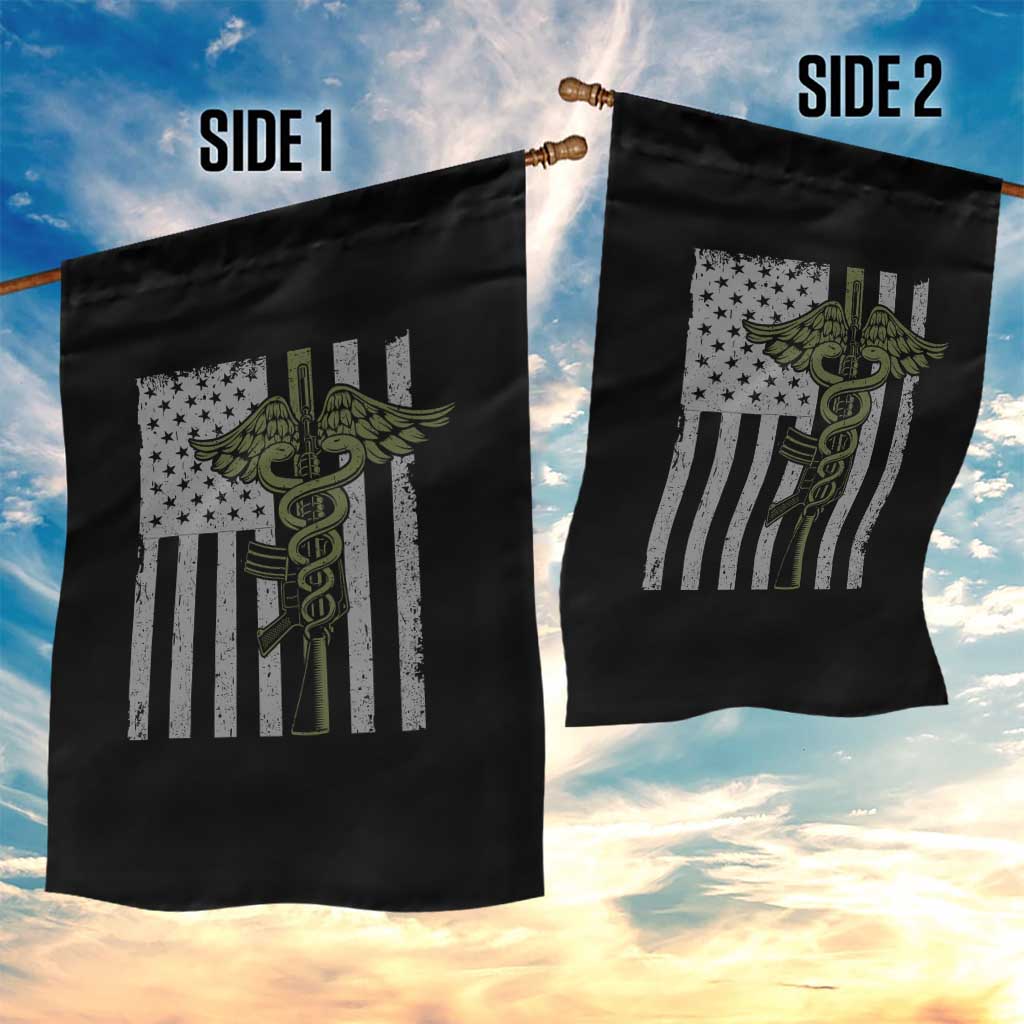 Combat Medic Soldier Garden Flag Caduceus Vintage American Flag - Wonder Print Shop