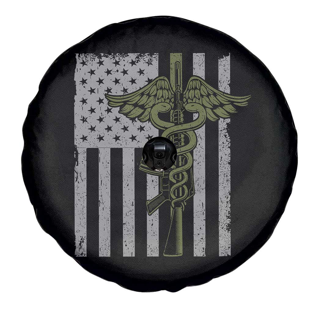 Combat Medic Soldier Spare Tire Cover Caduceus Vintage American Flag - Wonder Print Shop
