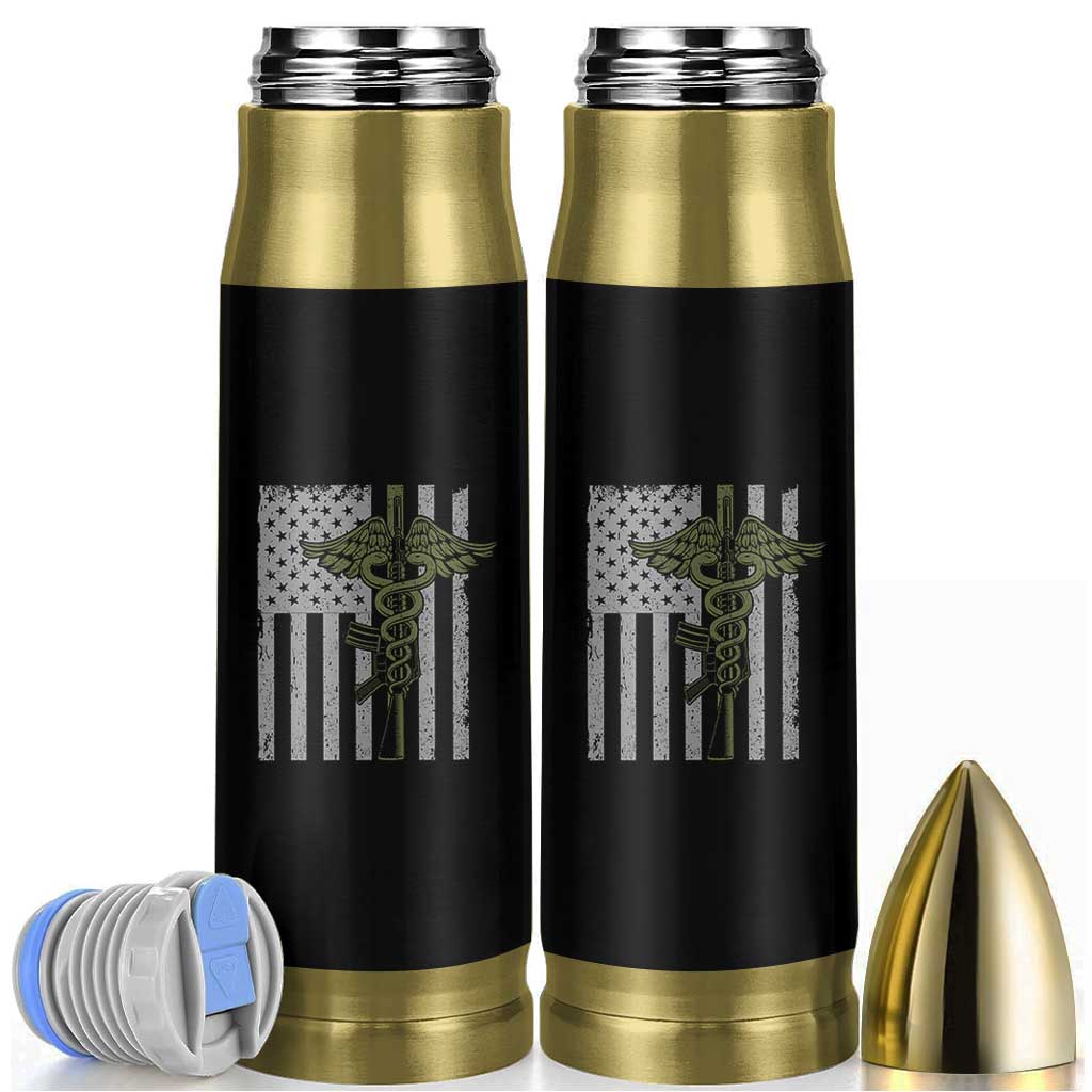 Combat Medic Soldier Bullet Tumbler Caduceus Vintage American Flag - Wonder Print Shop