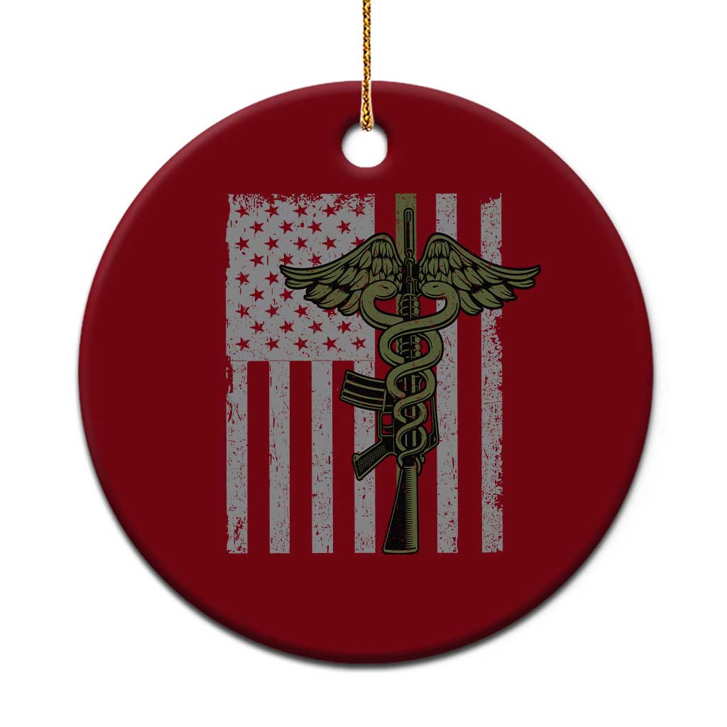 Combat Medic Soldier Ceramic Ornament Caduceus Vintage American Flag - Wonder Print Shop
