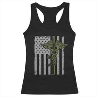 Combat Medic Soldier Racerback Tank Top Caduceus Vintage American Flag - Wonder Print Shop