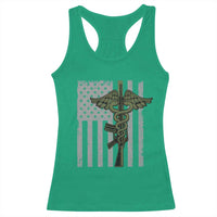 Combat Medic Soldier Racerback Tank Top Caduceus Vintage American Flag - Wonder Print Shop
