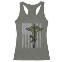 Combat Medic Soldier Racerback Tank Top Caduceus Vintage American Flag - Wonder Print Shop
