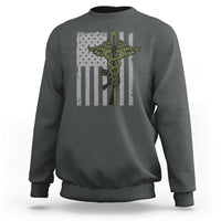 Combat Medic Soldier Sweatshirt Caduceus Vintage American Flag - Wonder Print Shop