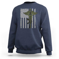 Combat Medic Soldier Sweatshirt Caduceus Vintage American Flag - Wonder Print Shop