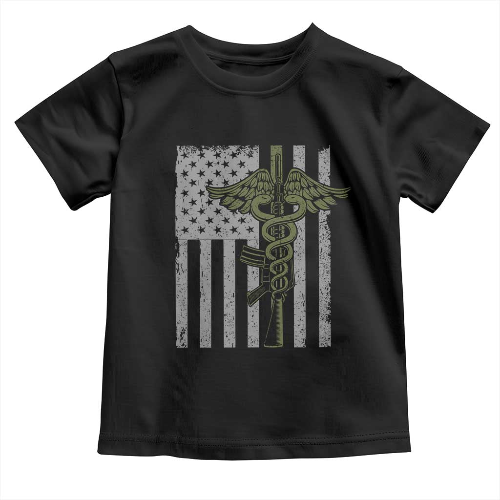 Combat Medic Soldier Toddler T Shirt Caduceus Vintage American Flag - Wonder Print Shop