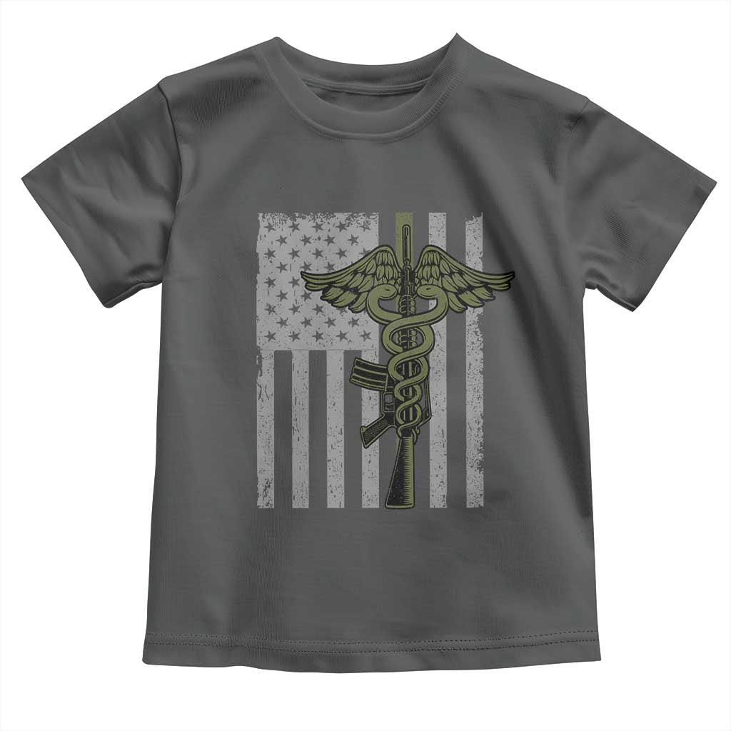 Combat Medic Soldier Toddler T Shirt Caduceus Vintage American Flag - Wonder Print Shop