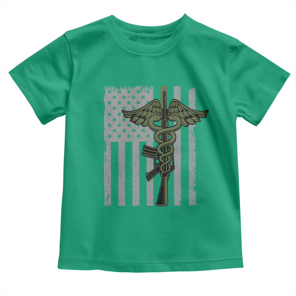Combat Medic Soldier Toddler T Shirt Caduceus Vintage American Flag - Wonder Print Shop