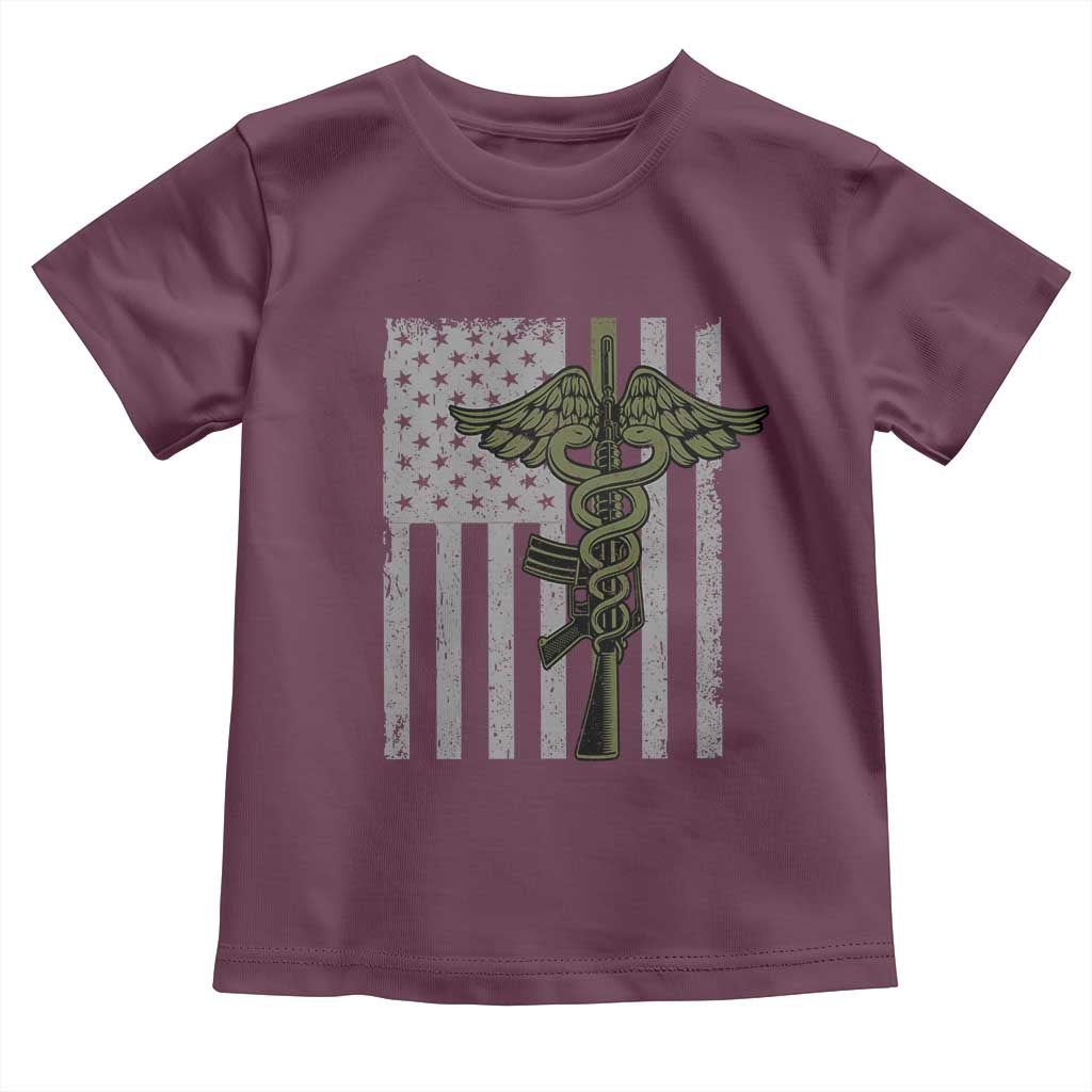 Combat Medic Soldier Toddler T Shirt Caduceus Vintage American Flag - Wonder Print Shop
