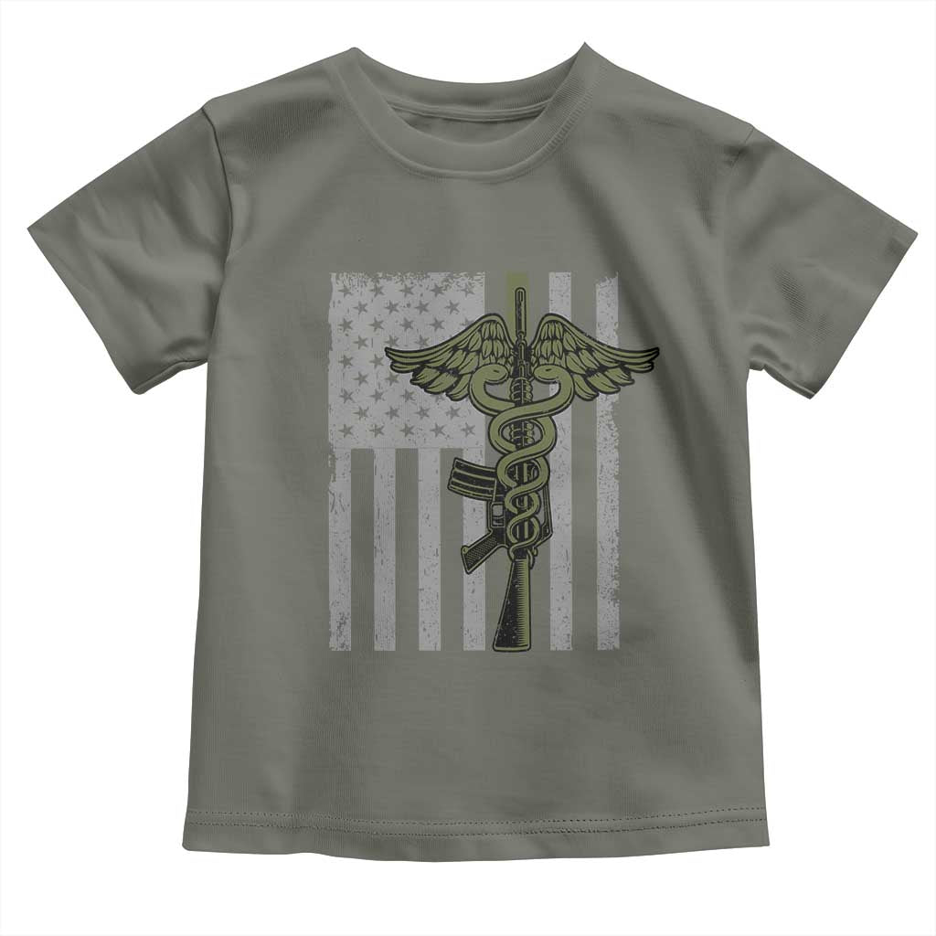 Combat Medic Soldier Toddler T Shirt Caduceus Vintage American Flag - Wonder Print Shop
