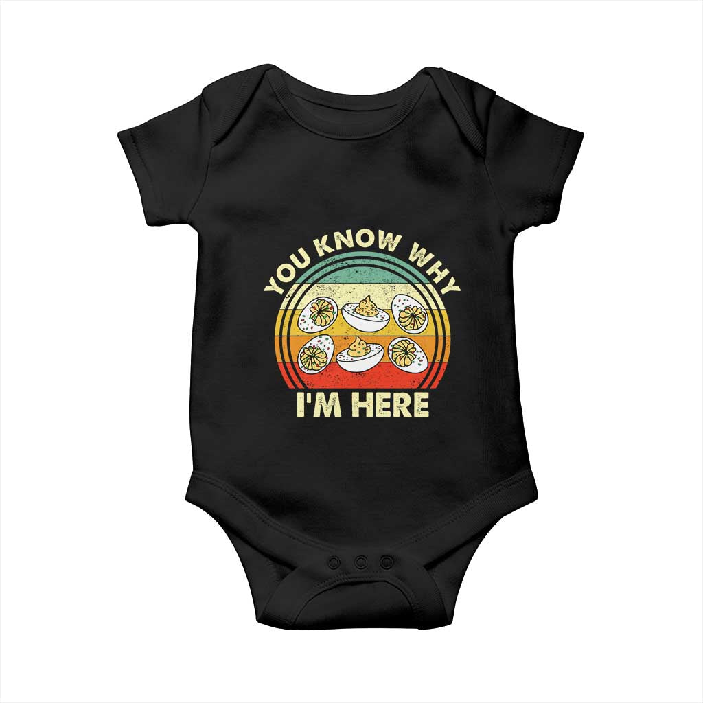 Funny Thanksgiving Deviled Eggs Baby Onesie You Know Why I Am Here Easter Day - Wonder Print Shop