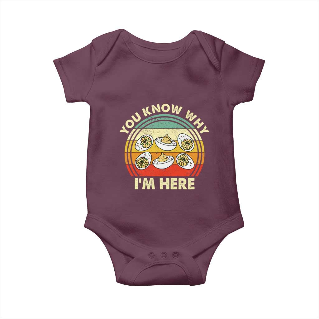 Funny Thanksgiving Deviled Eggs Baby Onesie You Know Why I Am Here Easter Day - Wonder Print Shop