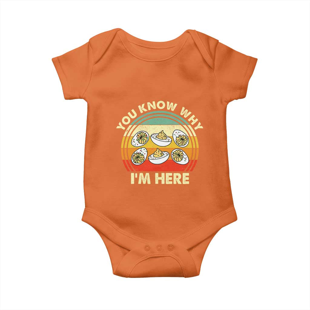 Funny Thanksgiving Deviled Eggs Baby Onesie You Know Why I Am Here Easter Day - Wonder Print Shop