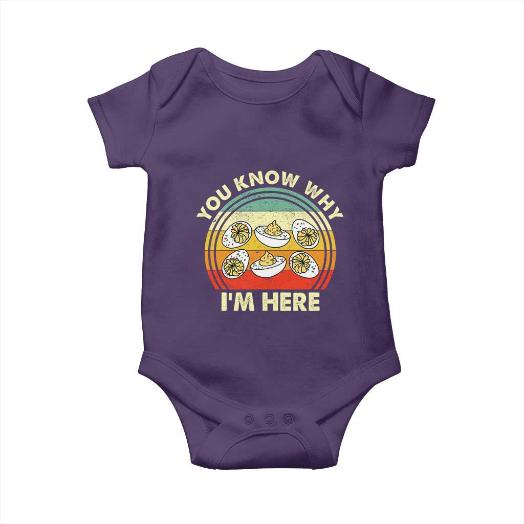 Funny Thanksgiving Deviled Eggs Baby Onesie You Know Why I Am Here Easter Day - Wonder Print Shop