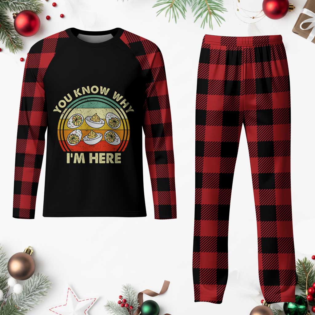 Funny Thanksgiving Deviled Eggs Plaid Pajama Set You Know Why I Am Here Easter Day - Wonder Print Shop