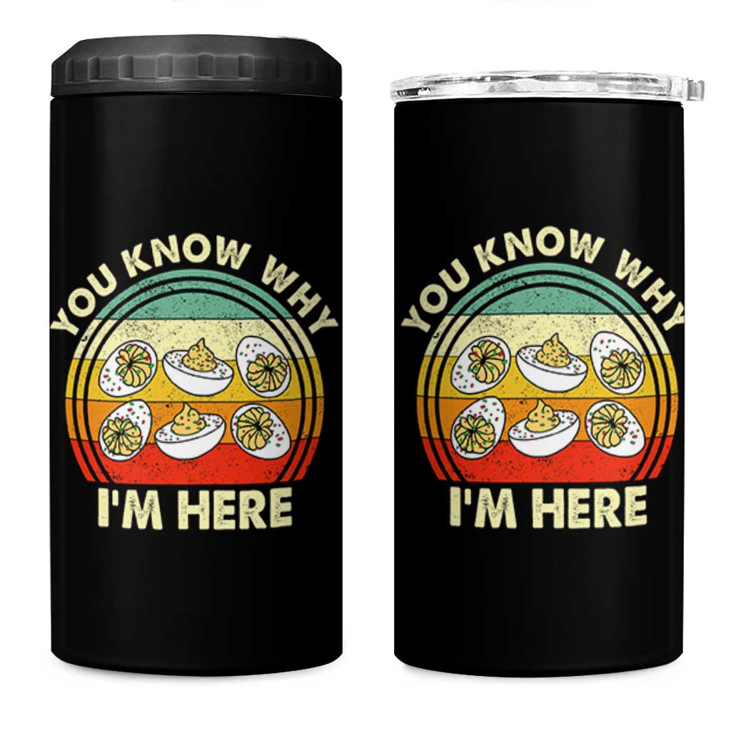 Funny Thanksgiving Deviled Eggs 4 in 1 Can Cooler Tumbler You Know Why I Am Here Easter Day - Wonder Print Shop