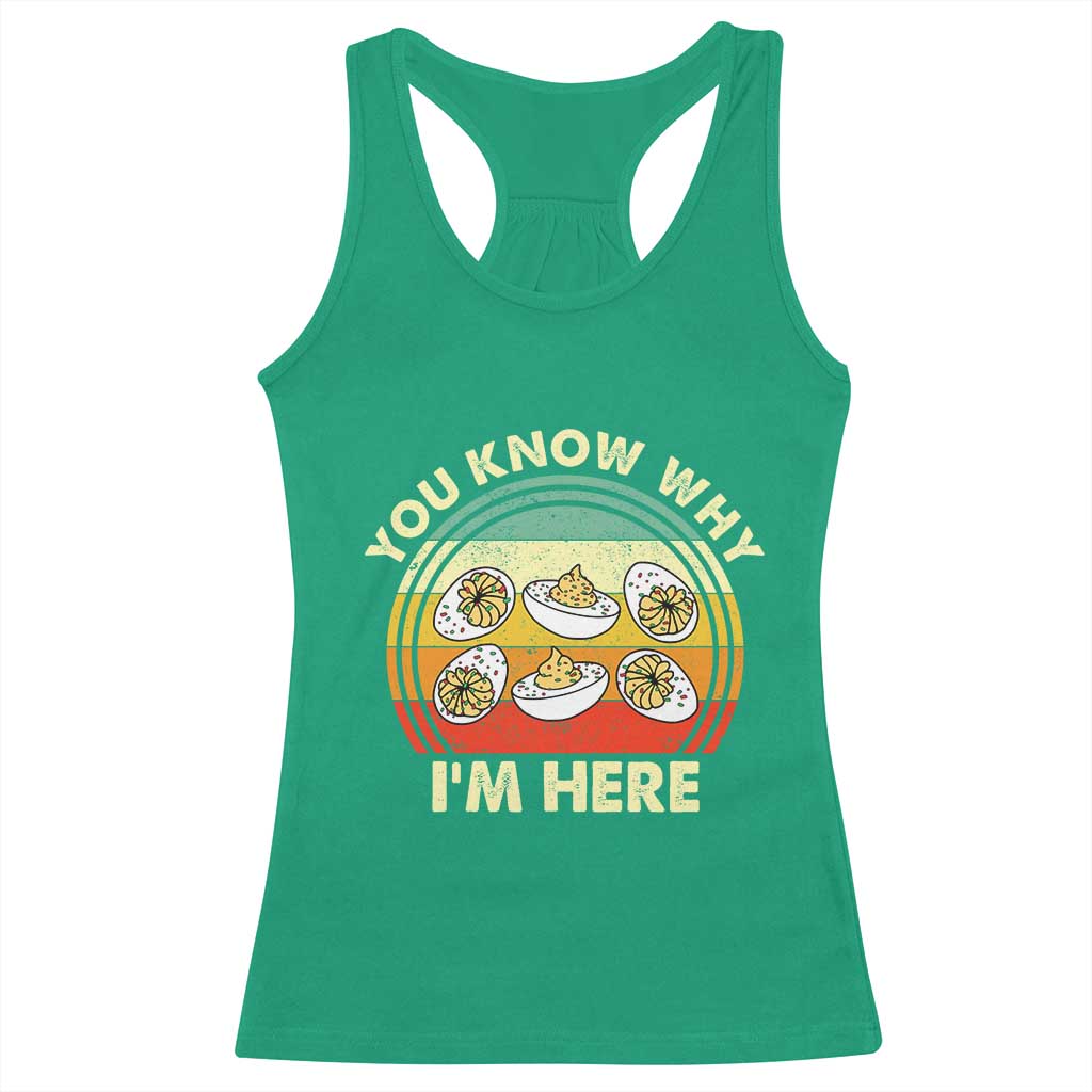Funny Thanksgiving Deviled Eggs Racerback Tank Top You Know Why I Am Here Easter Day - Wonder Print Shop