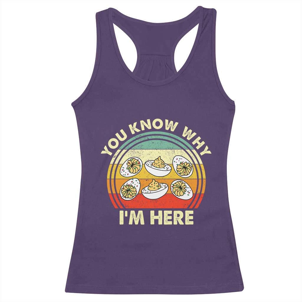 Funny Thanksgiving Deviled Eggs Racerback Tank Top You Know Why I Am Here Easter Day - Wonder Print Shop