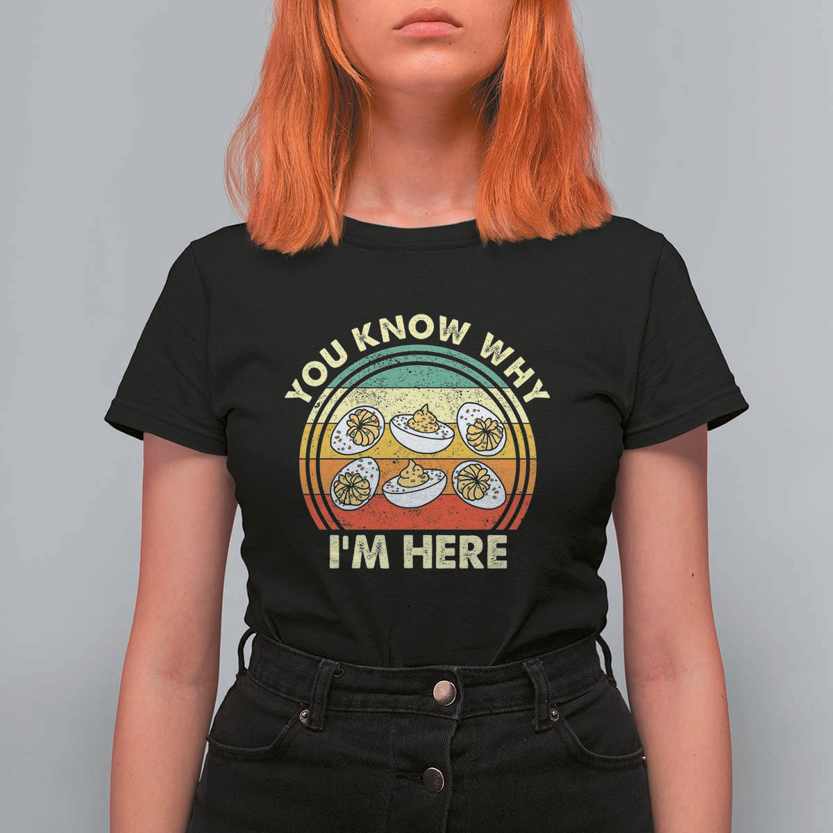 Funny Thanksgiving Deviled Eggs T Shirt For Women You Know Why I Am Here Easter Day - Wonder Print Shop