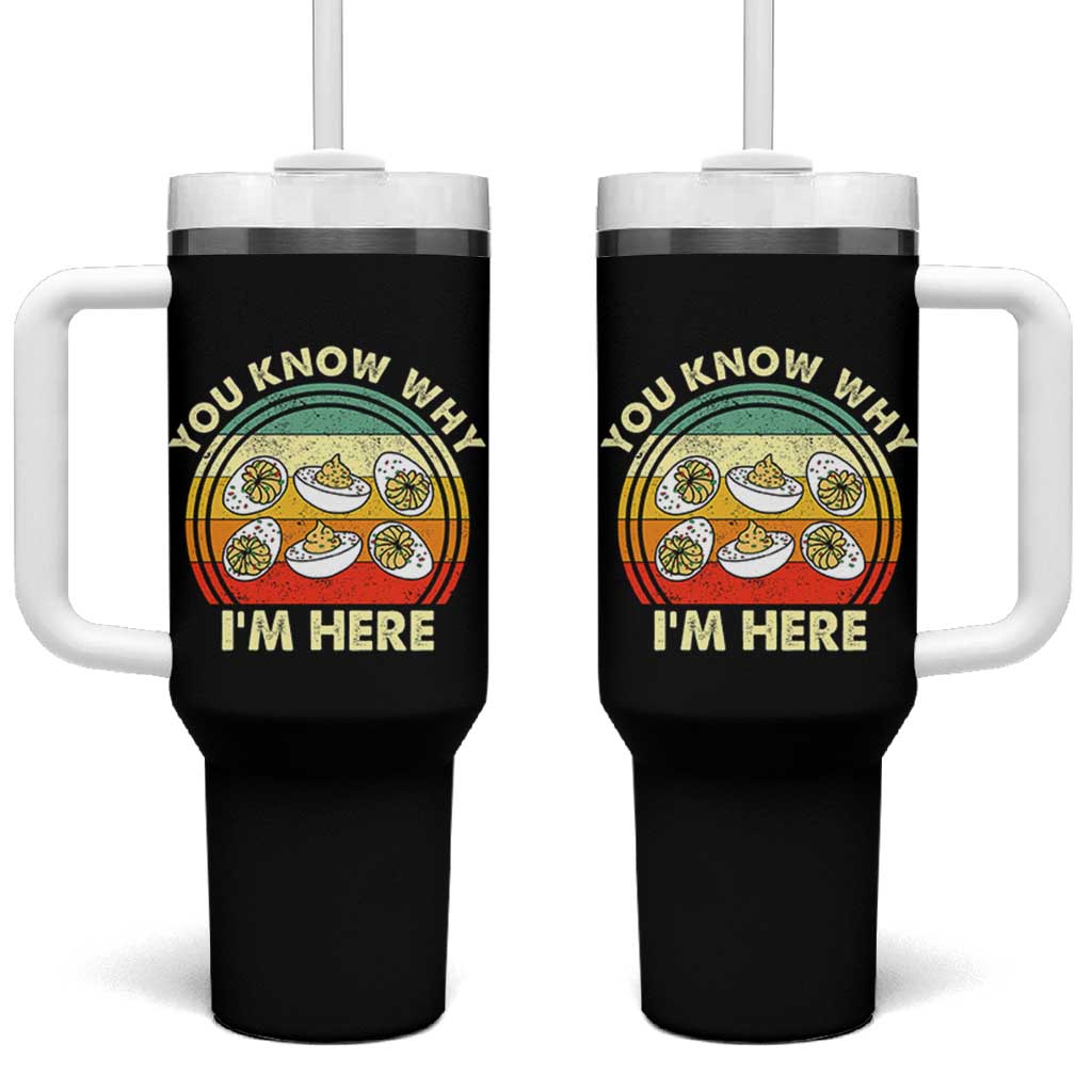 Funny Thanksgiving Deviled Eggs Tumbler With Handle You Know Why I Am Here Easter Day - Wonder Print Shop