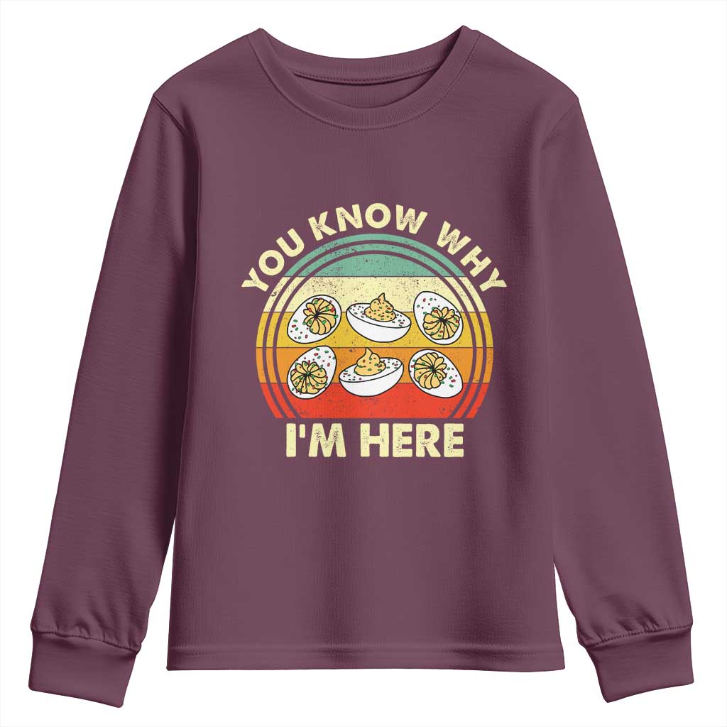 Funny Thanksgiving Deviled Eggs Youth Sweatshirt You Know Why I Am Here Easter Day - Wonder Print Shop