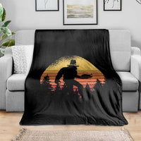 Bigfoot Pilgrim Turkey Pumpkin Thanksgiving Day Throw Blanket - Wonder Print Shop