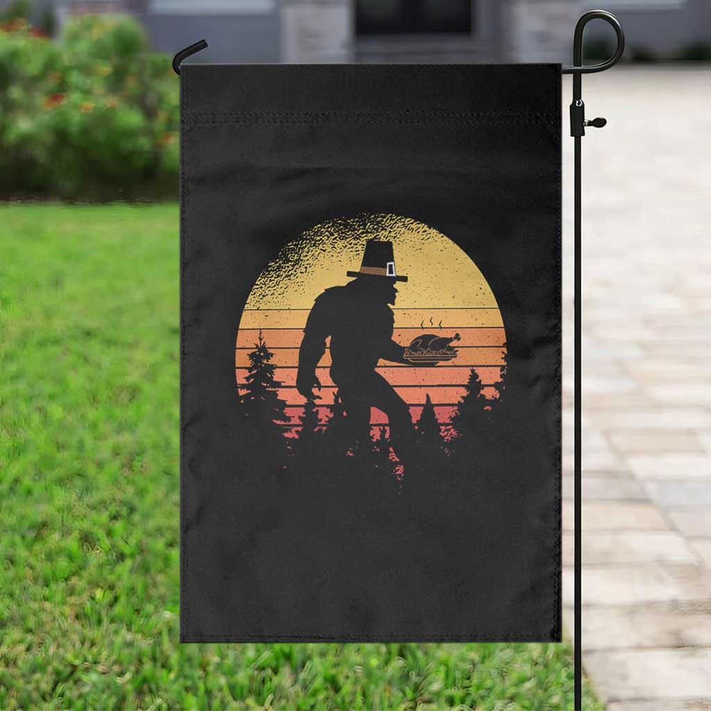 Bigfoot Pilgrim Turkey Pumpkin Thanksgiving Day Garden Flag - Wonder Print Shop