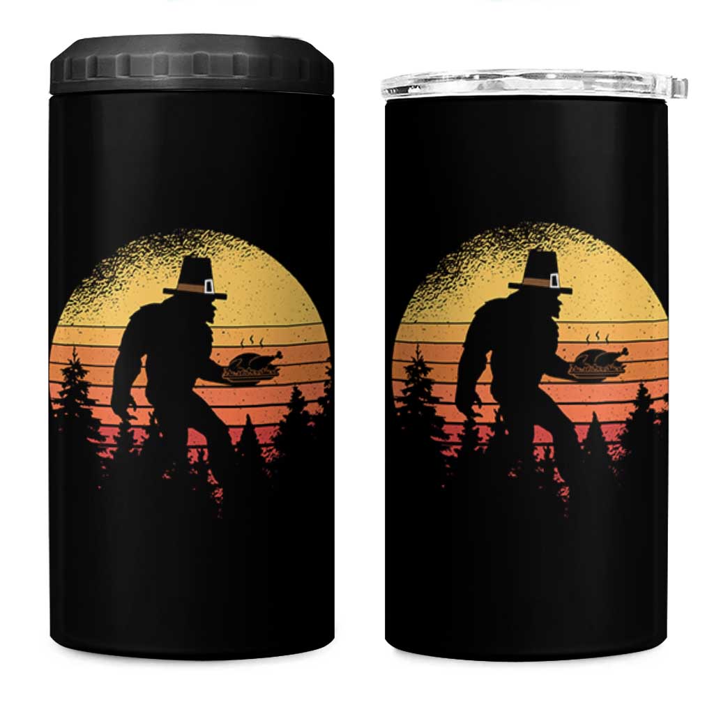 Bigfoot Pilgrim Turkey Pumpkin Thanksgiving Day 4 in 1 Can Cooler Tumbler - Wonder Print Shop