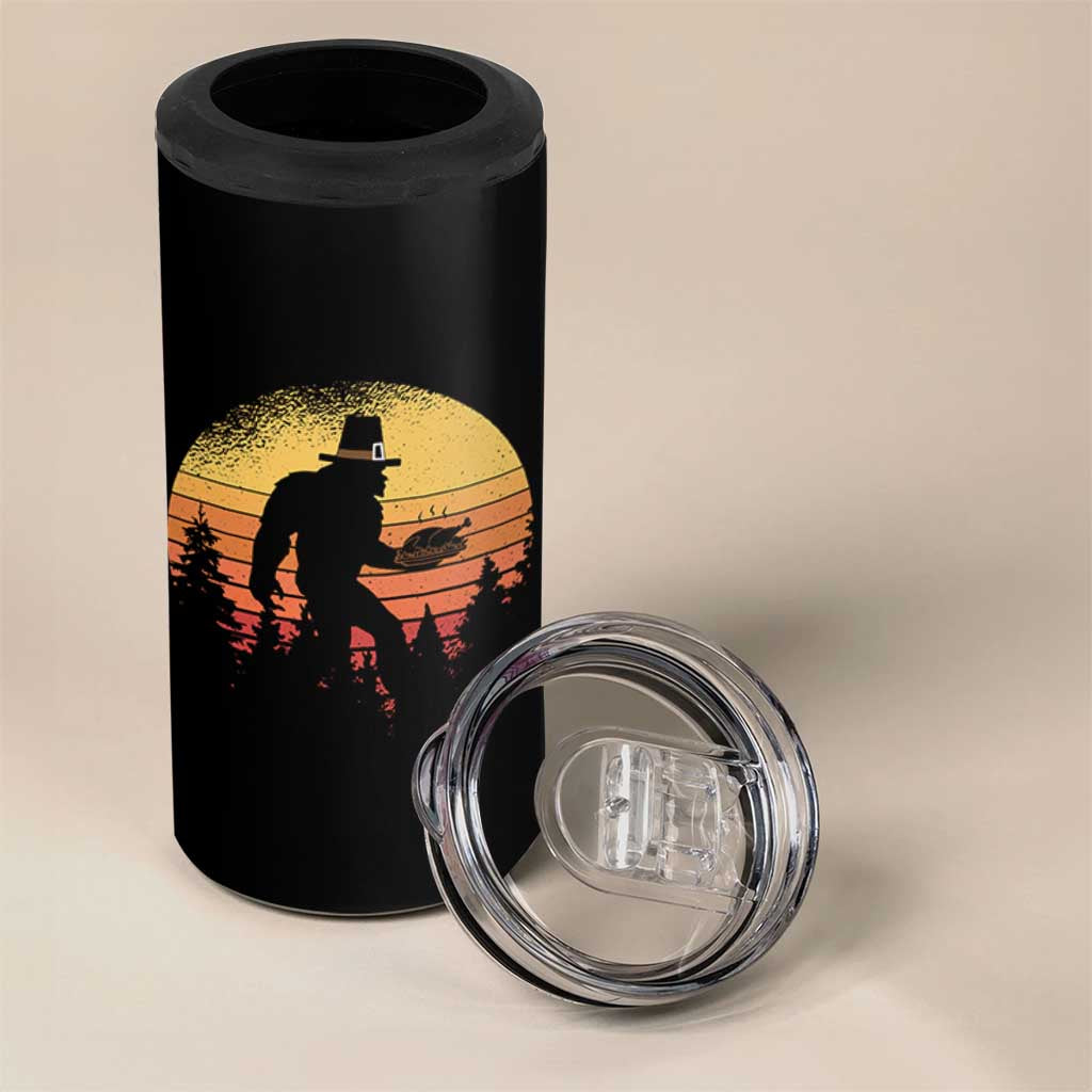 Bigfoot Pilgrim Turkey Pumpkin Thanksgiving Day 4 in 1 Can Cooler Tumbler - Wonder Print Shop
