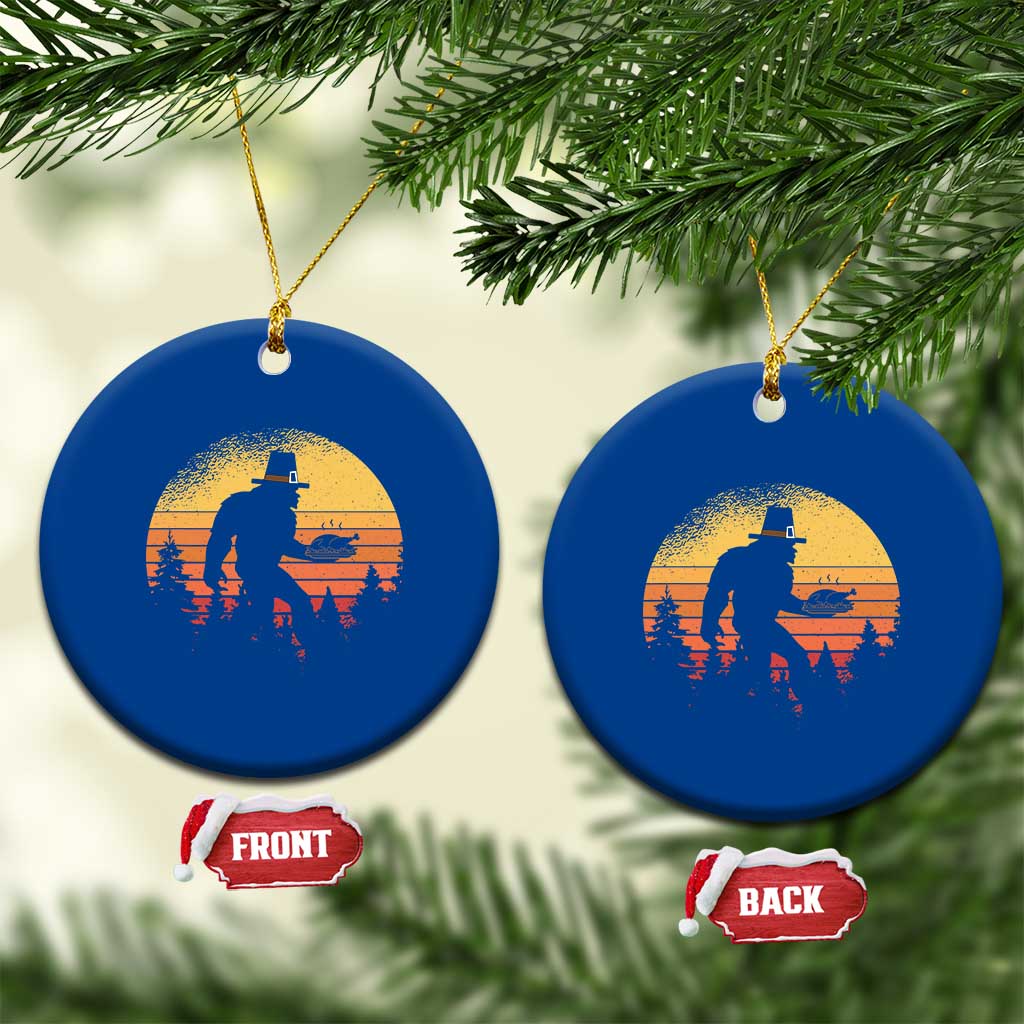 Bigfoot Pilgrim Turkey Pumpkin Thanksgiving Day Ceramic Ornament - Wonder Print Shop