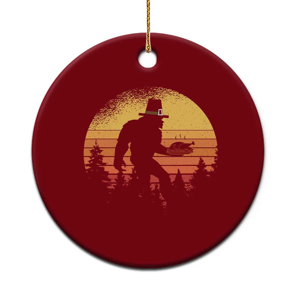 Bigfoot Pilgrim Turkey Pumpkin Thanksgiving Day Ceramic Ornament - Wonder Print Shop