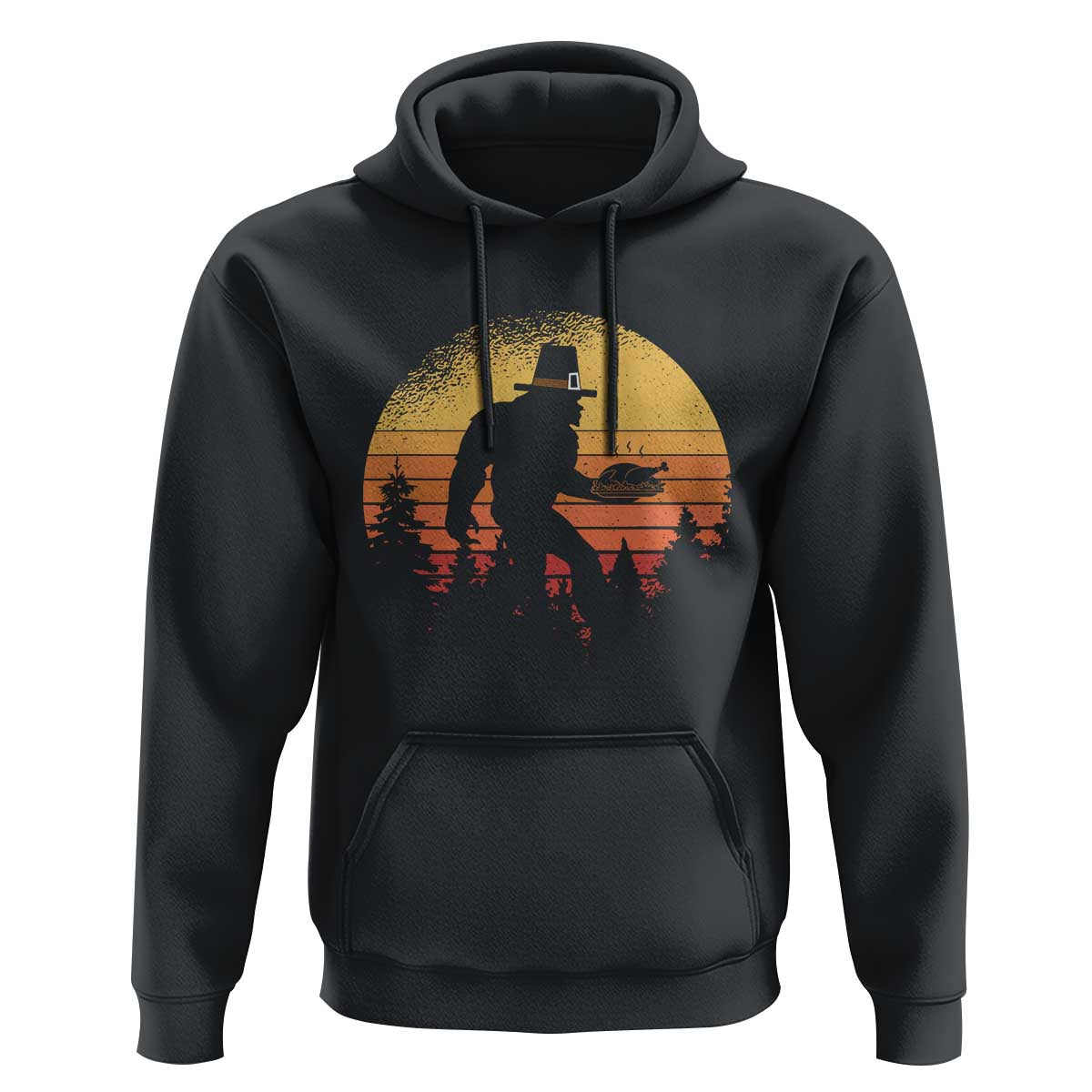 Bigfoot Pilgrim Turkey Pumpkin Thanksgiving Day Hoodie - Wonder Print Shop