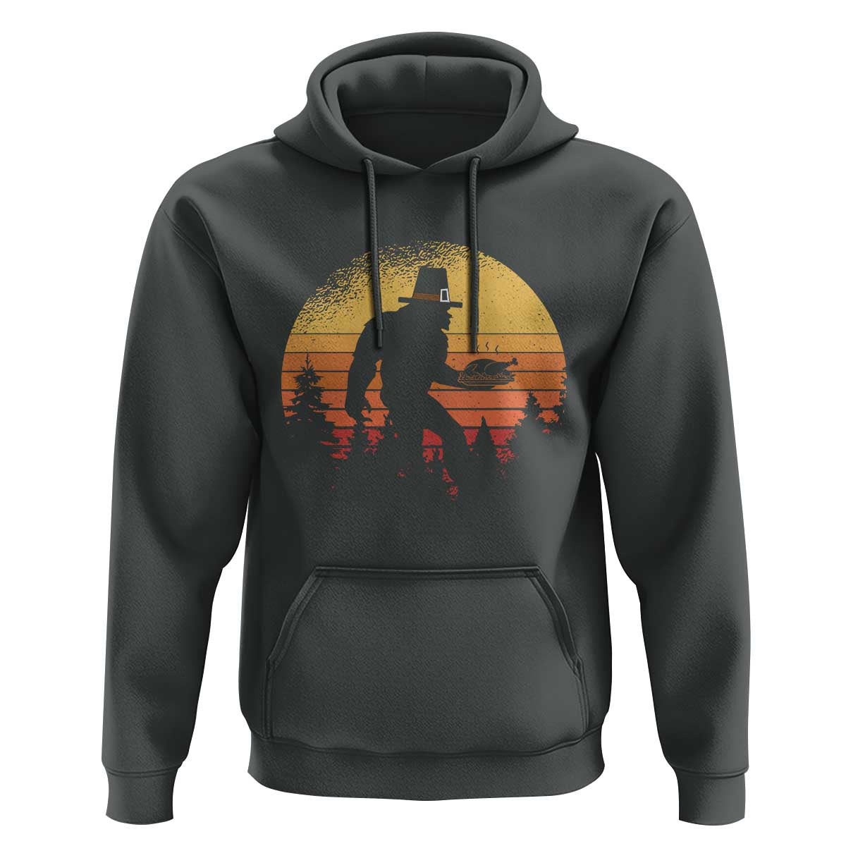 Bigfoot Pilgrim Turkey Pumpkin Thanksgiving Day Hoodie - Wonder Print Shop