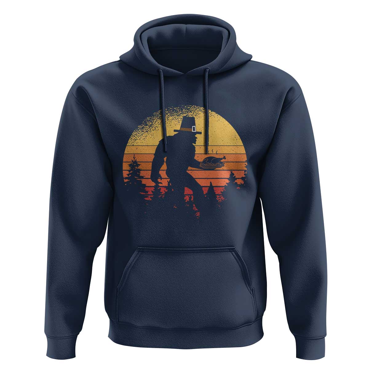 Bigfoot Pilgrim Turkey Pumpkin Thanksgiving Day Hoodie - Wonder Print Shop