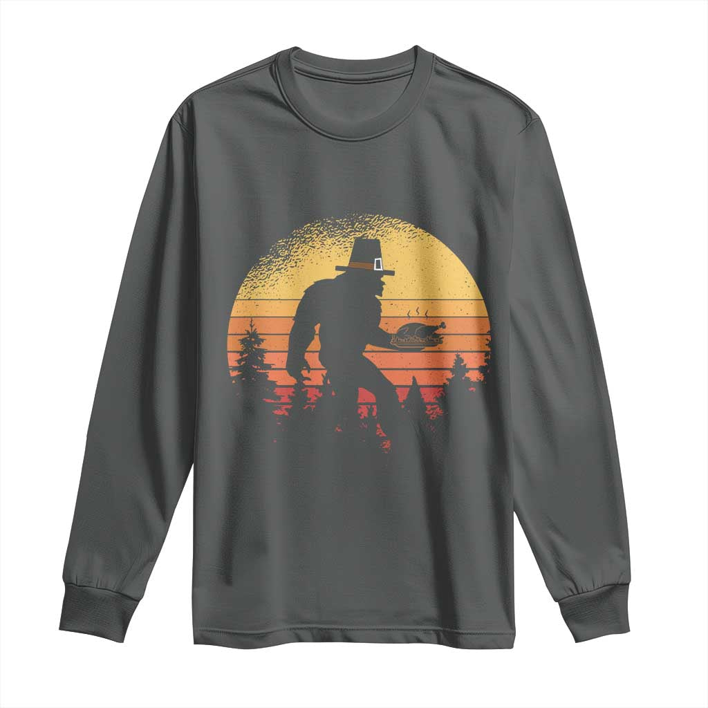 Bigfoot Pilgrim Turkey Pumpkin Thanksgiving Day Long Sleeve Shirt - Wonder Print Shop