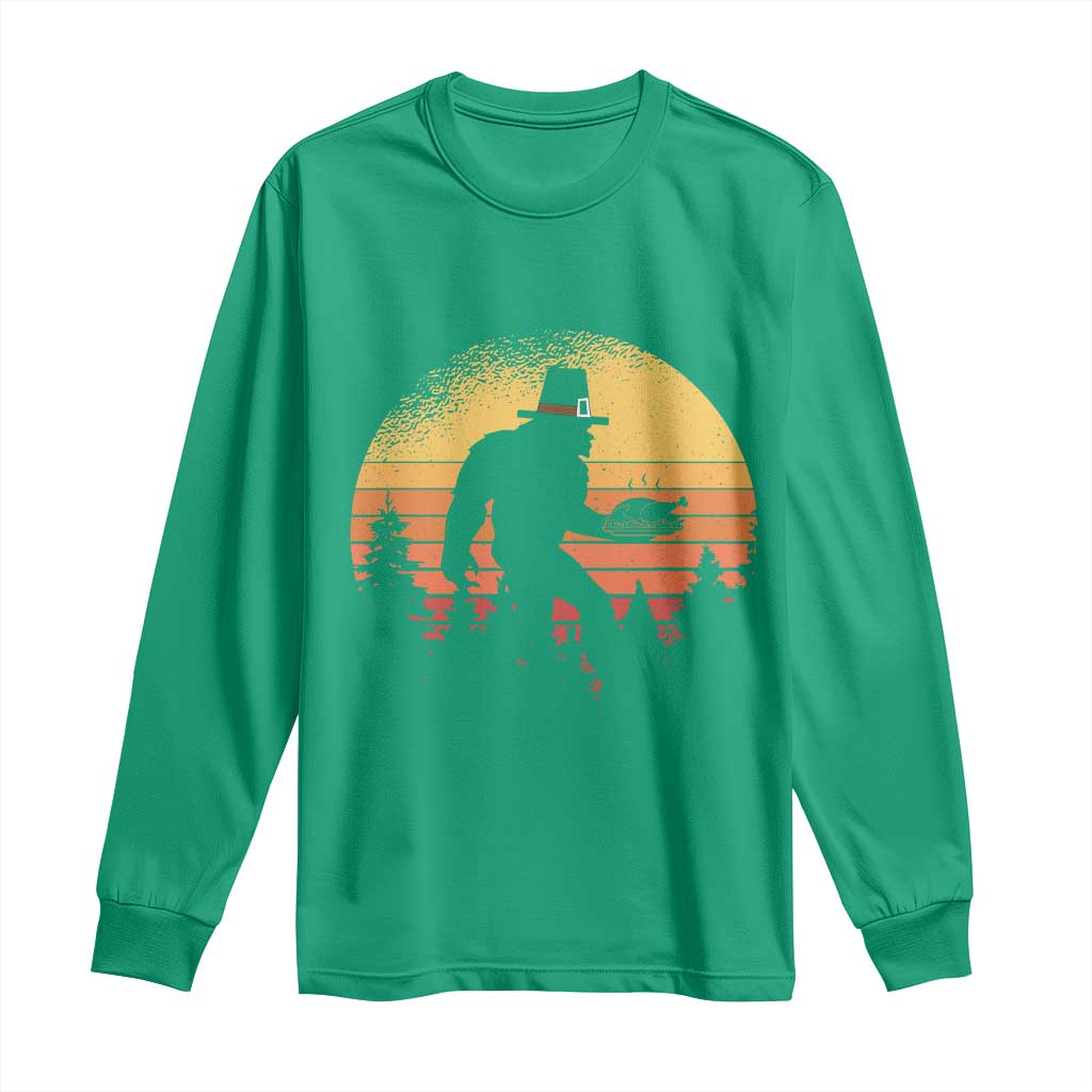 Bigfoot Pilgrim Turkey Pumpkin Thanksgiving Day Long Sleeve Shirt - Wonder Print Shop