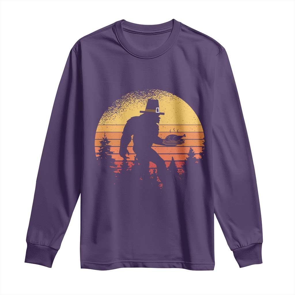 Bigfoot Pilgrim Turkey Pumpkin Thanksgiving Day Long Sleeve Shirt - Wonder Print Shop